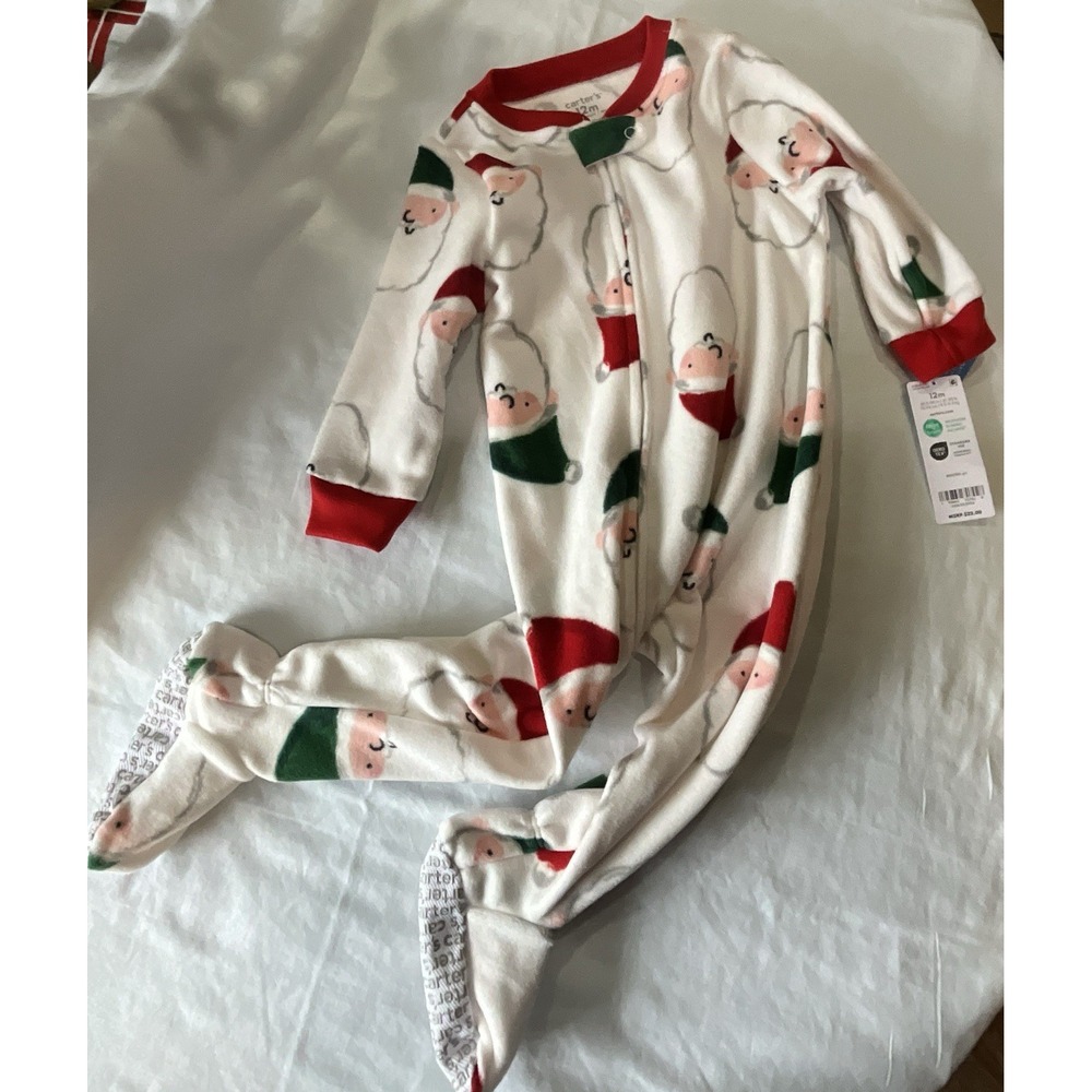 Carter's Santa/Christmas Footed Fleece Sleeper‎ New - 12 Month